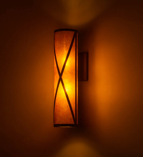 Meyda Tiffany Saltire Craftsman 72363 Wall Light - Mahogany Bronze/Amber Mica