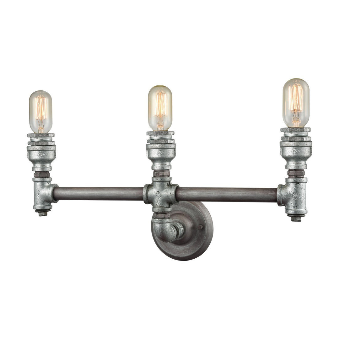 Elk Cast Iron Pipe 10684/3 Bath Vanity Light 22 in. wide - Weathered Zinc