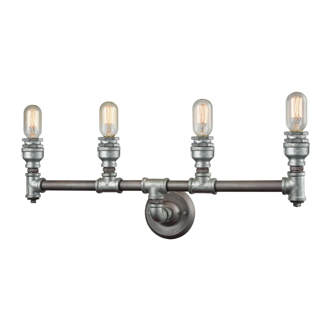 Elk Cast Iron Pipe 10685/4 Bath Vanity Light 28 in. wide - Weathered Zinc