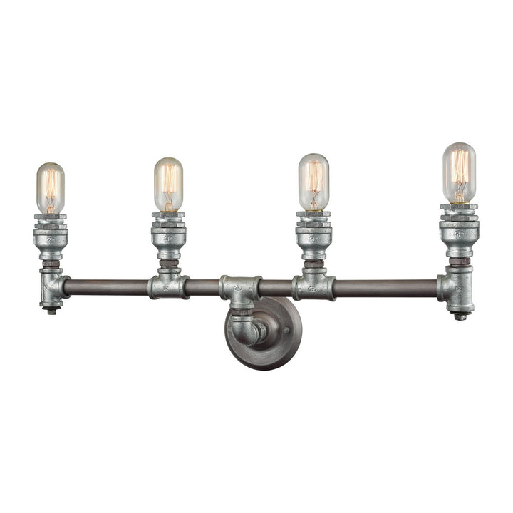 Elk Cast Iron Pipe 10685/4 Bath Vanity Light 28 in. wide - Weathered Zinc