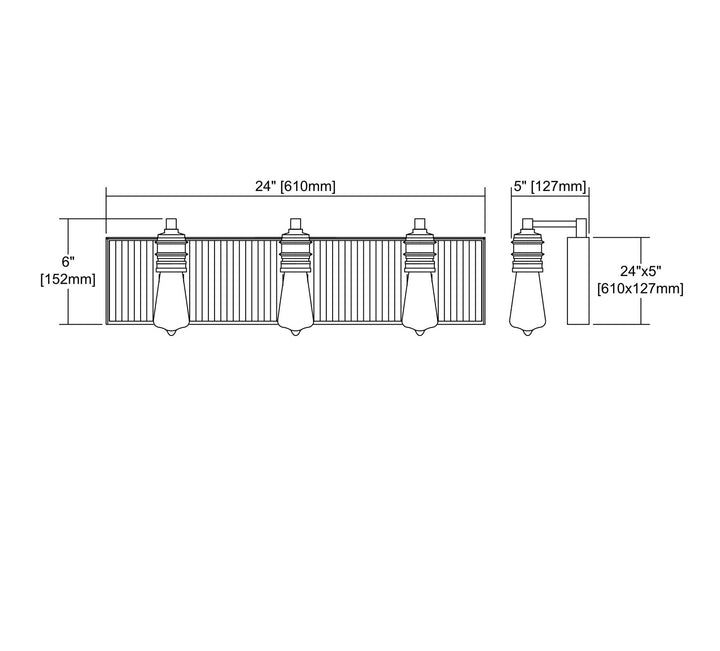 Elk Corrugated Steel 15922/3 Bath Vanity Light 24 in. wide - Polished Nickel