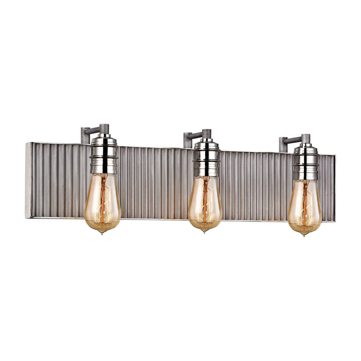 Elk Corrugated Steel 15922/3 Bath Vanity Light 24 in. wide - Polished Nickel