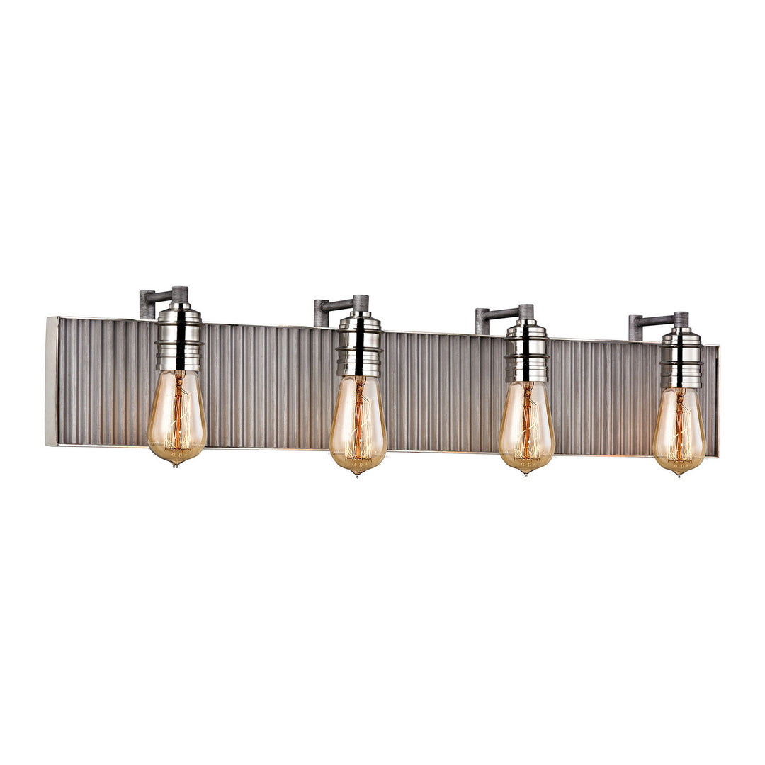 Elk Corrugated Steel 15923/4 Bath Vanity Light 32 in. wide - Polished Nickel