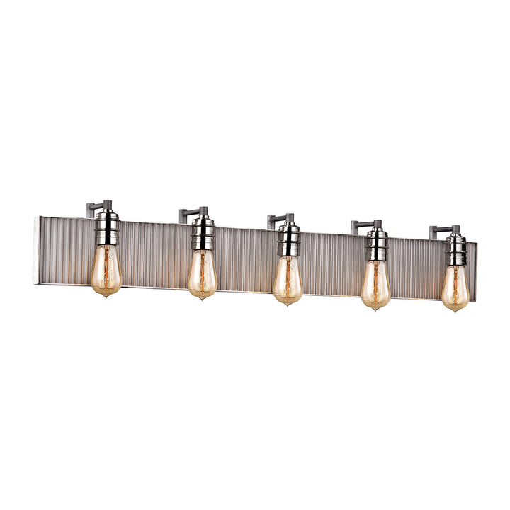 Elk Corrugated Steel 15924/5 Bath Vanity Light 40 in. wide - Polished Nickel
