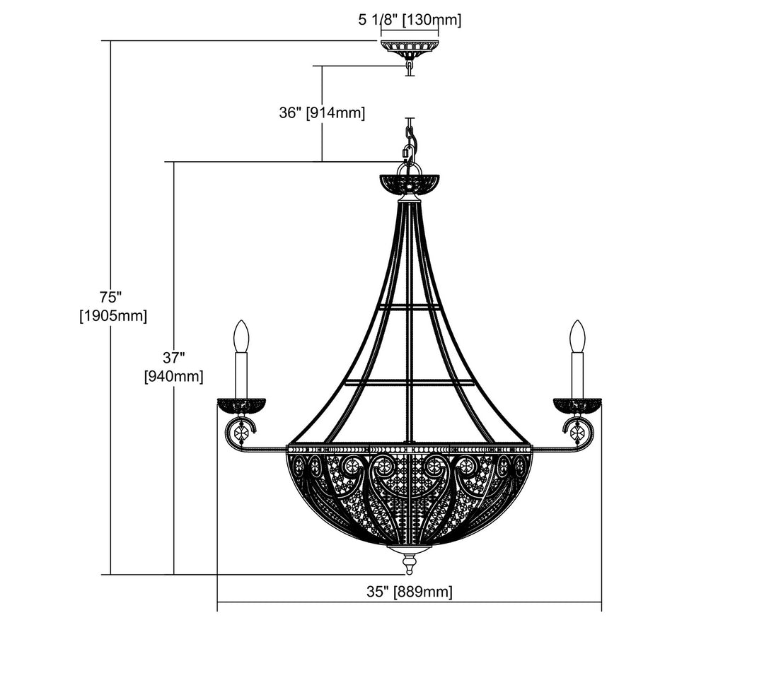 Elk Elizabethan 15968/8+6 Chandelier Light - Dark Bronze