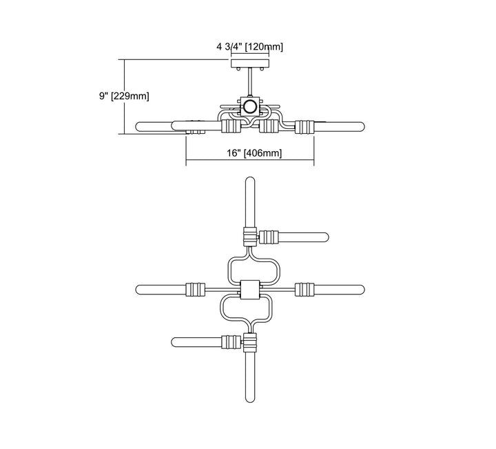 Elk Transit 31990/6 Ceiling Light - Silvered Graphite