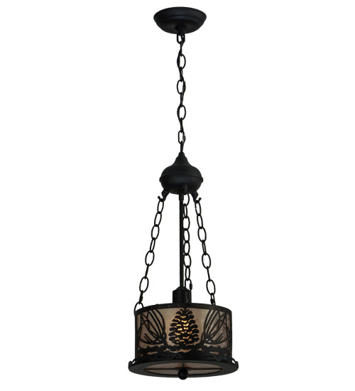 Meyda Tiffany Mountain Pine 73154 Pendant Light - Textured Black/Silver Mica