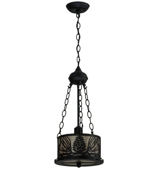 Meyda Tiffany Mountain Pine 73154 Pendant Light - Textured Black/Silver Mica