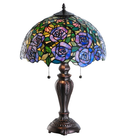 Meyda Tiffany Lighting 138584 Rosebush Two Light Table Lamp Lamp Bronze / Dark