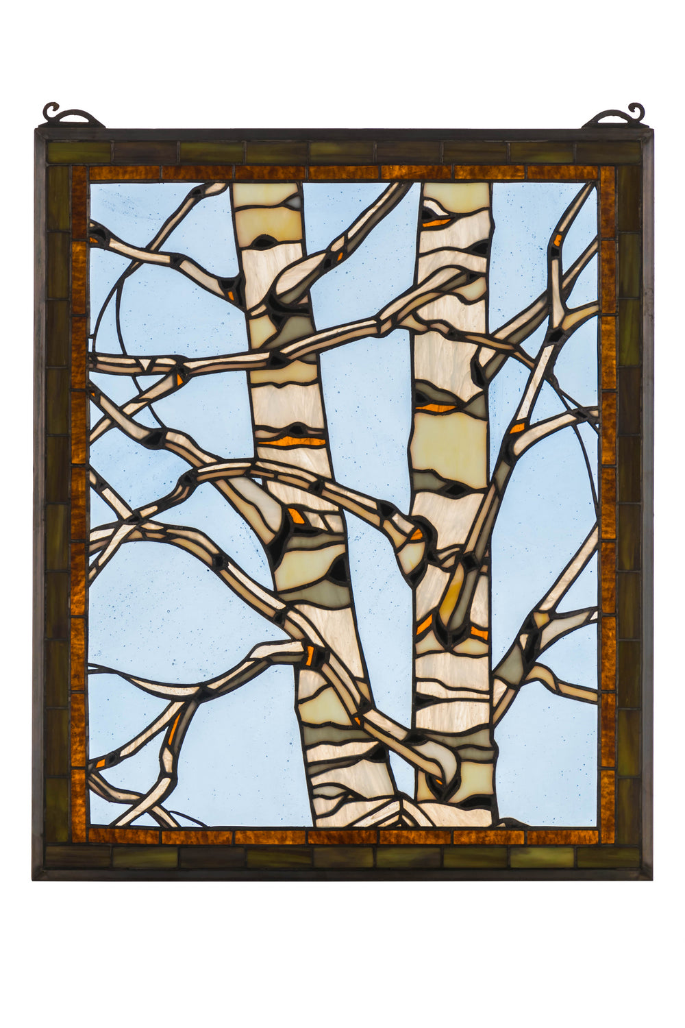 Meyda Tiffany Lighting 175993 Birch Tree In Winter Window Home Decor Bronze / Dark