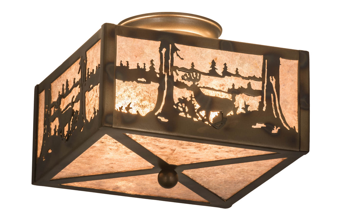 Meyda Tiffany Deer At Lake 177245 Ceiling Light - Antique Copper,Burnished