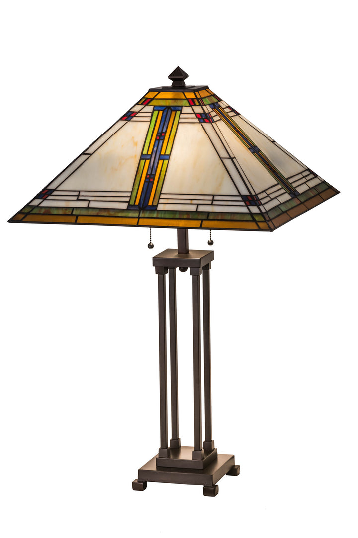 Meyda Tiffany Lighting 177348 Nevada Two Light Table Lamp Lamp Bronze / Dark