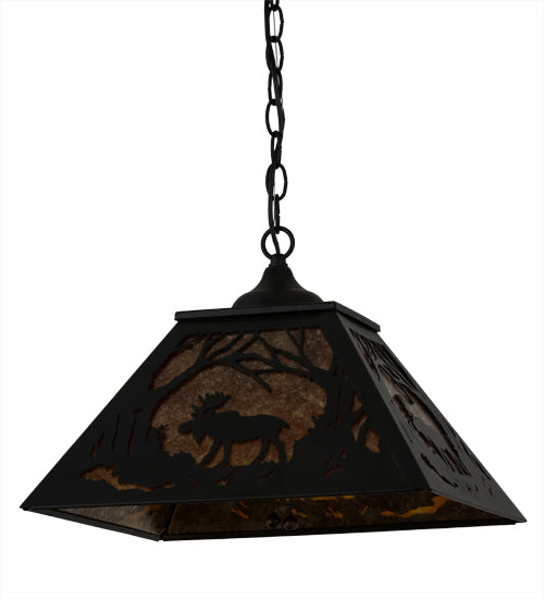 Meyda Tiffany Moose At Dawn 73342 Pendant Light - Black/Amber Mica