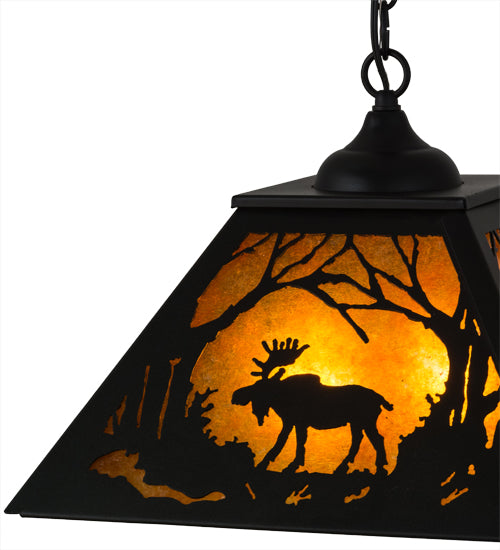 Meyda Tiffany Moose At Dawn 73342 Pendant Light - Black/Amber Mica