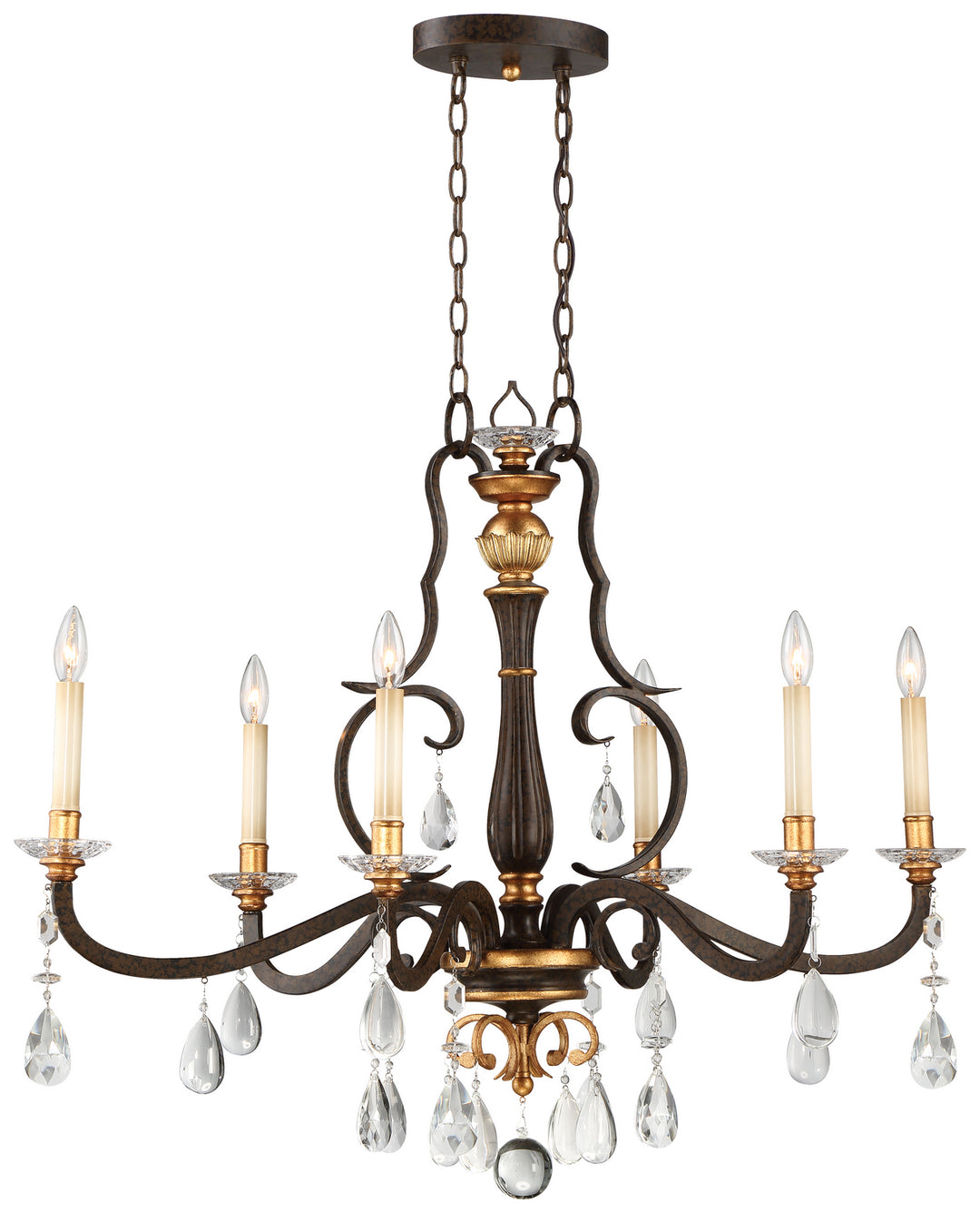 Metropolitan Chateau Nobles N6457-652 Pendant Light - Raven Bronze W/Sunburst Gold H