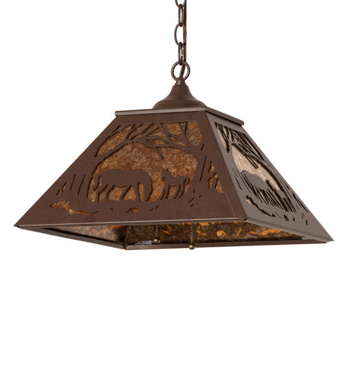 Meyda Tiffany Mare & Foal At Dawn 74004 Pendant Light - Cafe Noir/Amber Mica