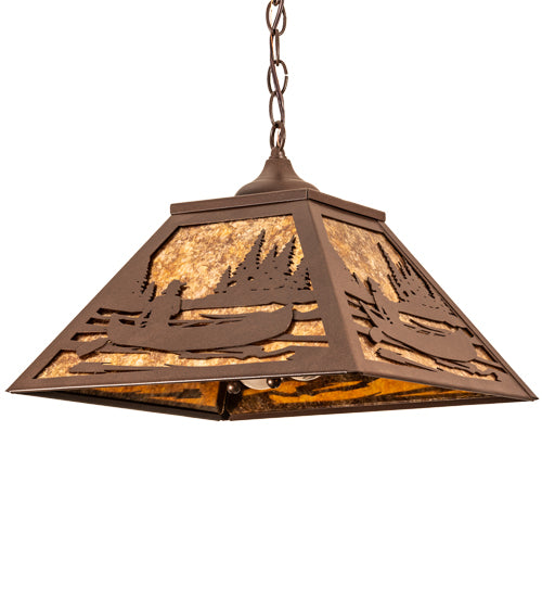 Meyda Tiffany Canoe At Lake 74032 Pendant Light - Cafe Noir/Amber Mica