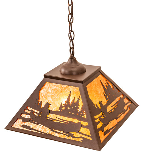 Meyda Tiffany Canoe At Lake 74032 Pendant Light - Cafe Noir/Amber Mica