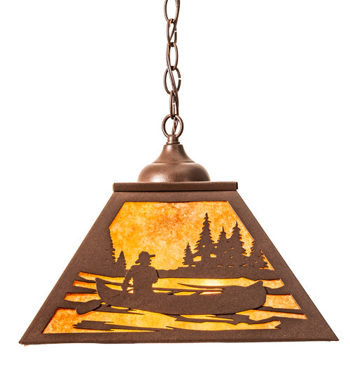 Meyda Tiffany Canoe At Lake 74032 Pendant Light - Cafe Noir/Amber Mica