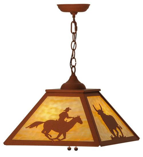 Meyda Tiffany Cowboy & Steer 74033 Pendant Light - Earth