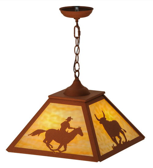 Meyda Tiffany Cowboy & Steer 74033 Pendant Light - Earth