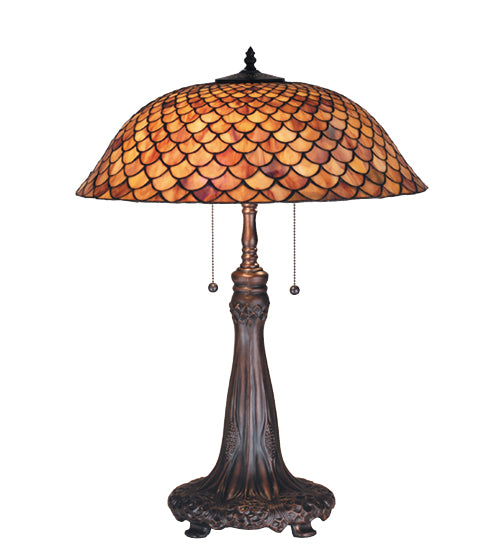 Meyda Tiffany Lighting 74040 Fishscale 27.5"Table Lamp Lamp Bronze / Dark