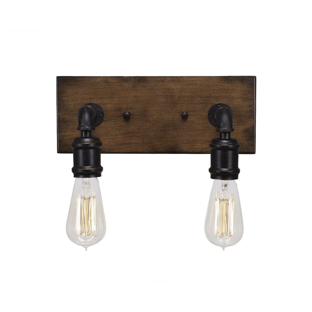 Toltec Portland 1132-at18 Bath Vanity Light 12 in. wide - Painted Wood-Look & Dark Granite