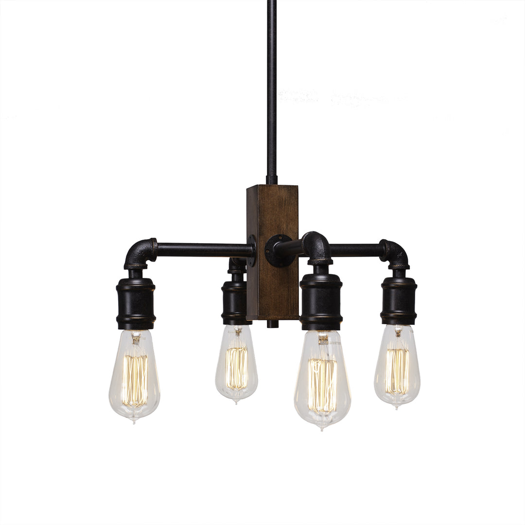 Toltec Portland 1138-at18 Chandelier Light - Painted Wood-Look & Dark Granite