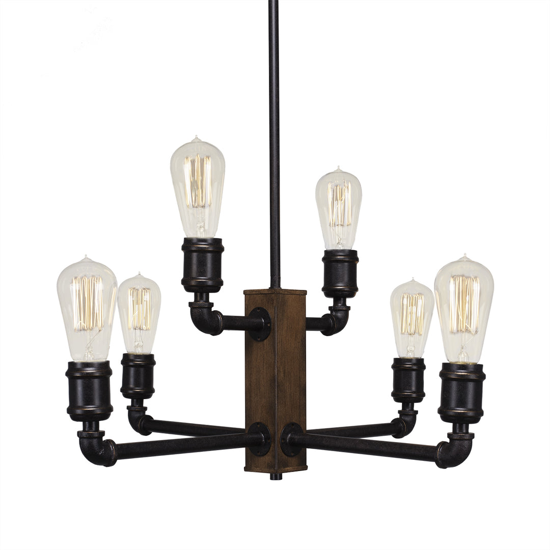 Toltec Portland 1139-at18 Chandelier Light - Painted Wood-Look & Dark Granite