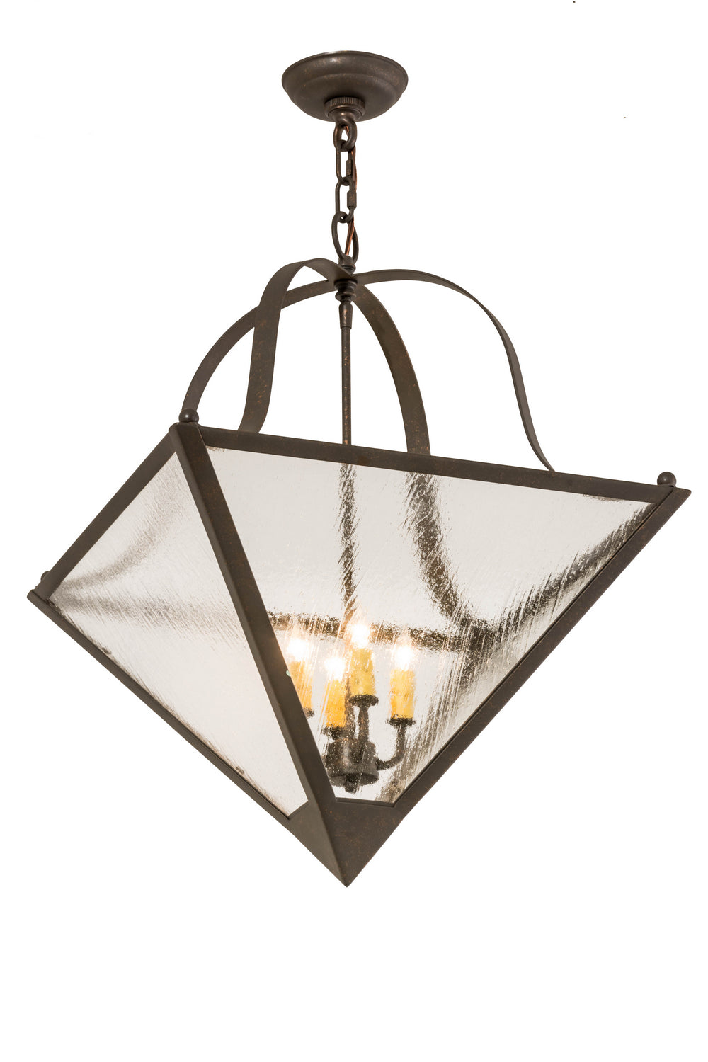 Meyda Tiffany Zale 170136 Pendant Light - Gilded Tobacco/Clear Seedy Glass