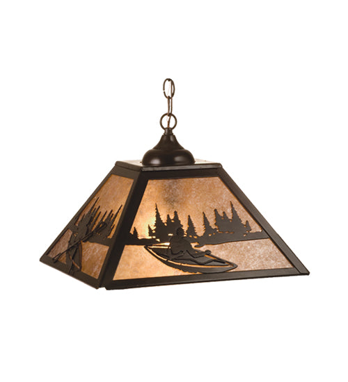 Meyda Tiffany Kayak On Lake 74156 Pendant Light - Timeless Bronze/Silver Mica