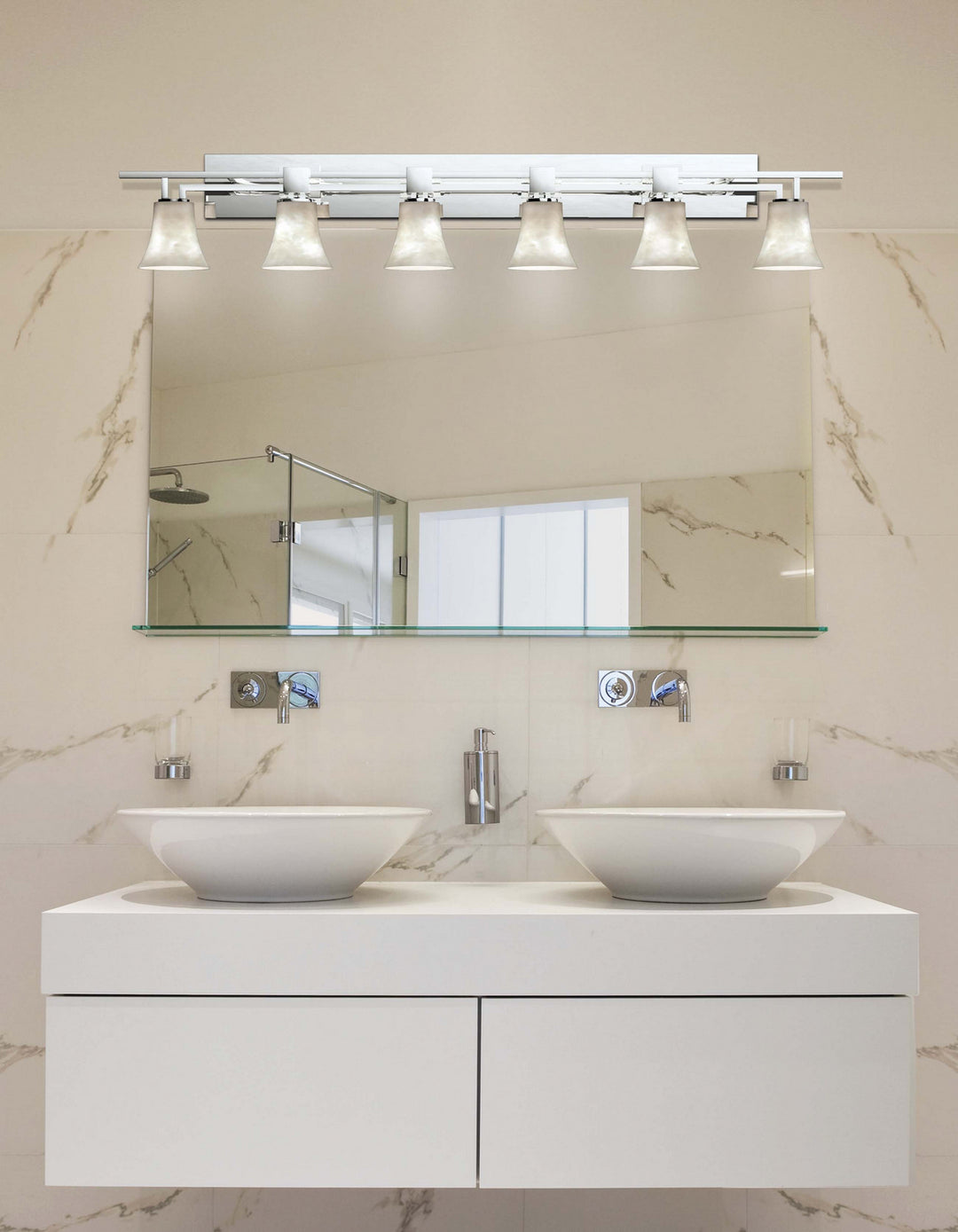 Justice Designs Clouds CLD-8706-20-CROM Bath Vanity Light 56 in. wide - Polished Chrome