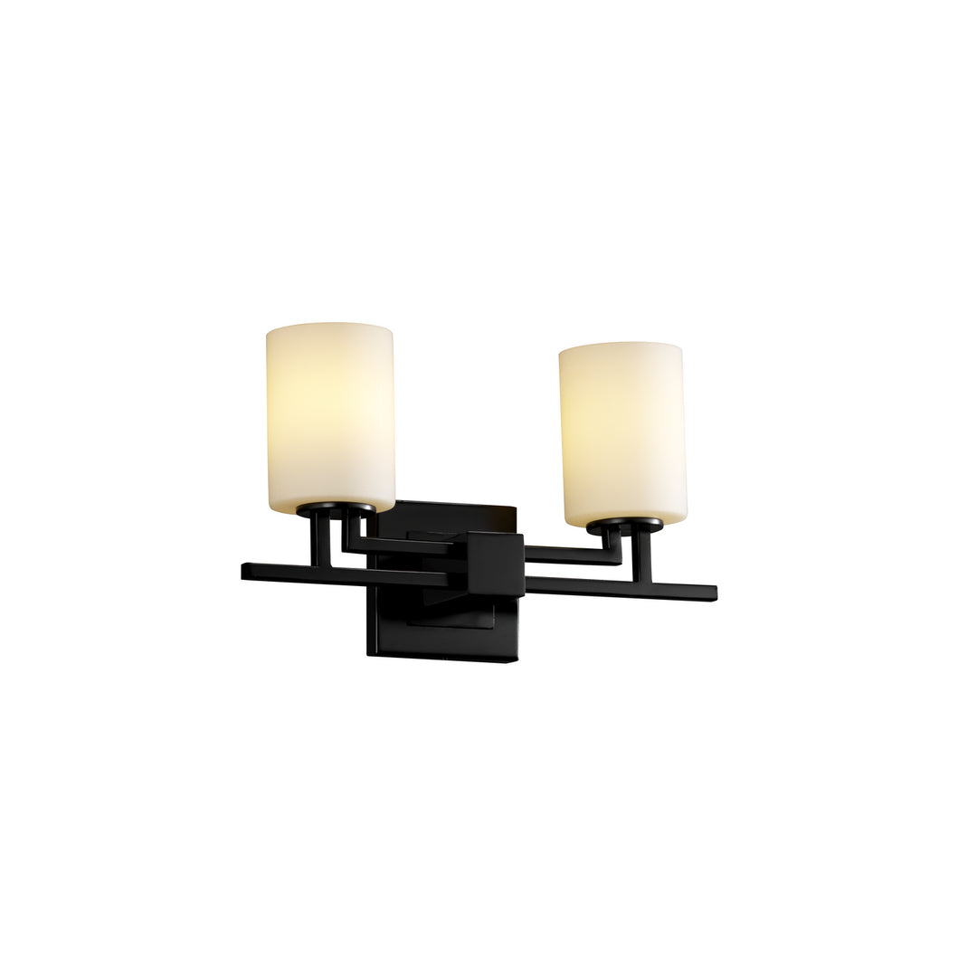 Justice Designs Fusion FSN-8702-10-OPAL-MBLK Bath Vanity Light 16 in. wide - Matte Black
