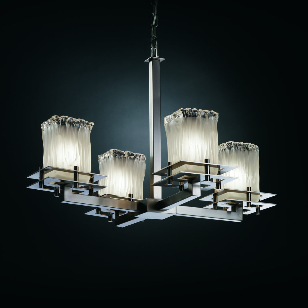 Justice Designs Veneto Luce GLA-8100-26-WTFR-NCKL Chandelier Light - Brushed Nickel