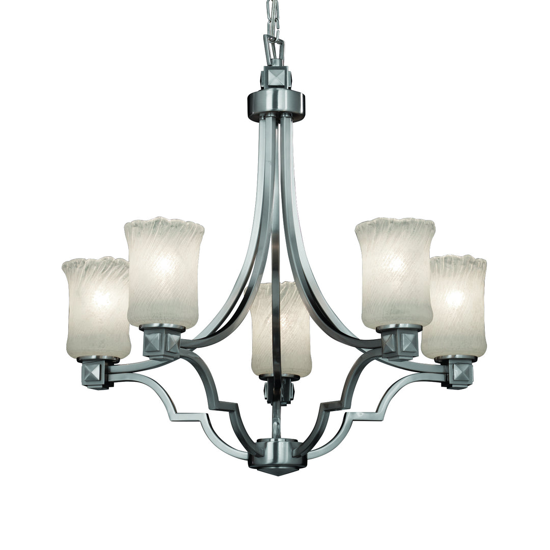Justice Designs Veneto Luce GLA-8500-16-WHTW-NCKL Chandelier Light - Brushed Nickel