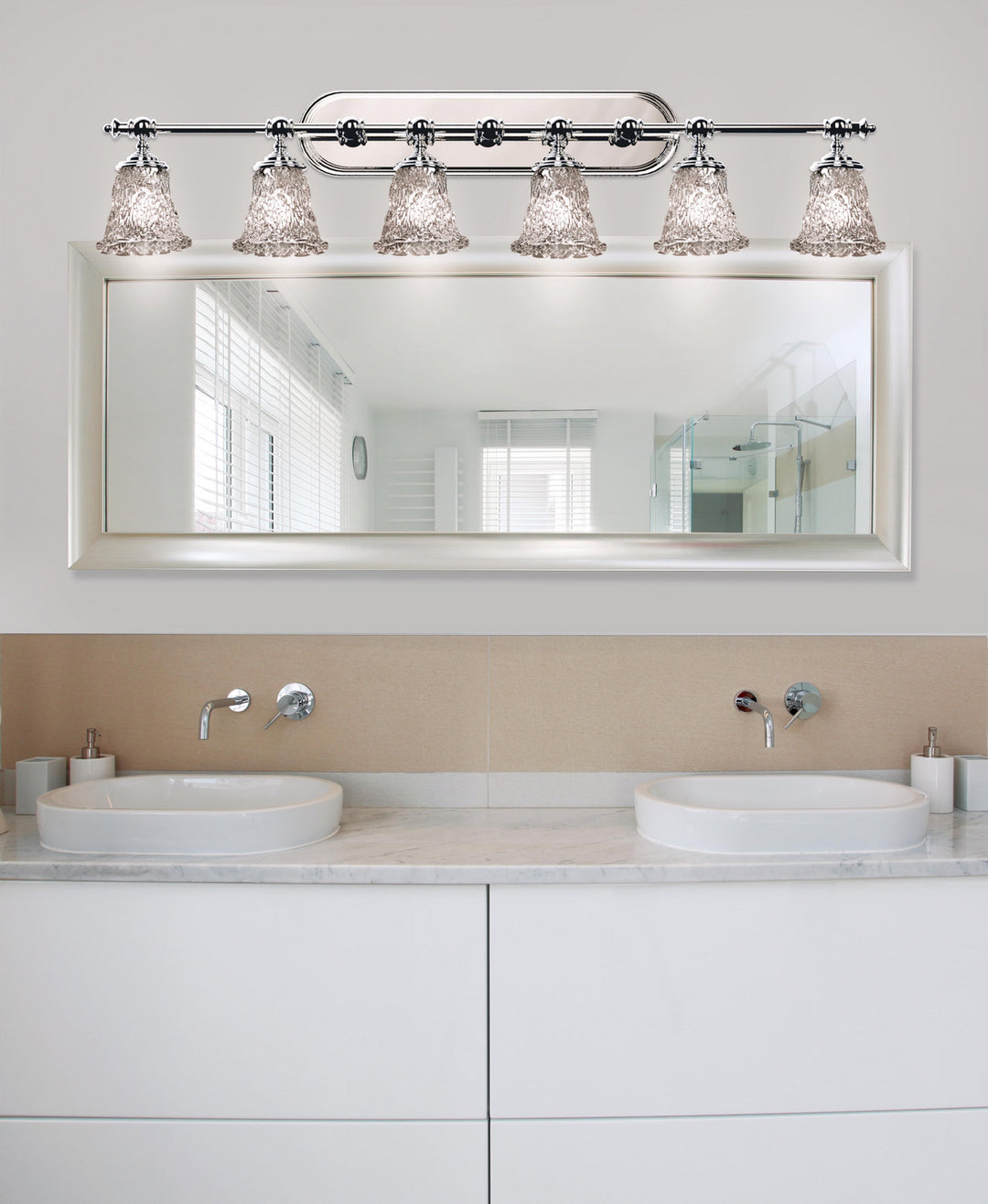 Justice Designs Veneto Luce GLA-8526-20-LACE-CROM Bath Vanity Light 48 in. wide - Polished Chrome