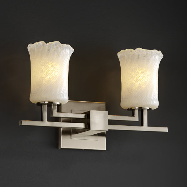 Justice Designs Veneto Luce GLA-8702-16-WHTW-NCKL Bath Vanity Light 16 in. wide - Brushed Nickel