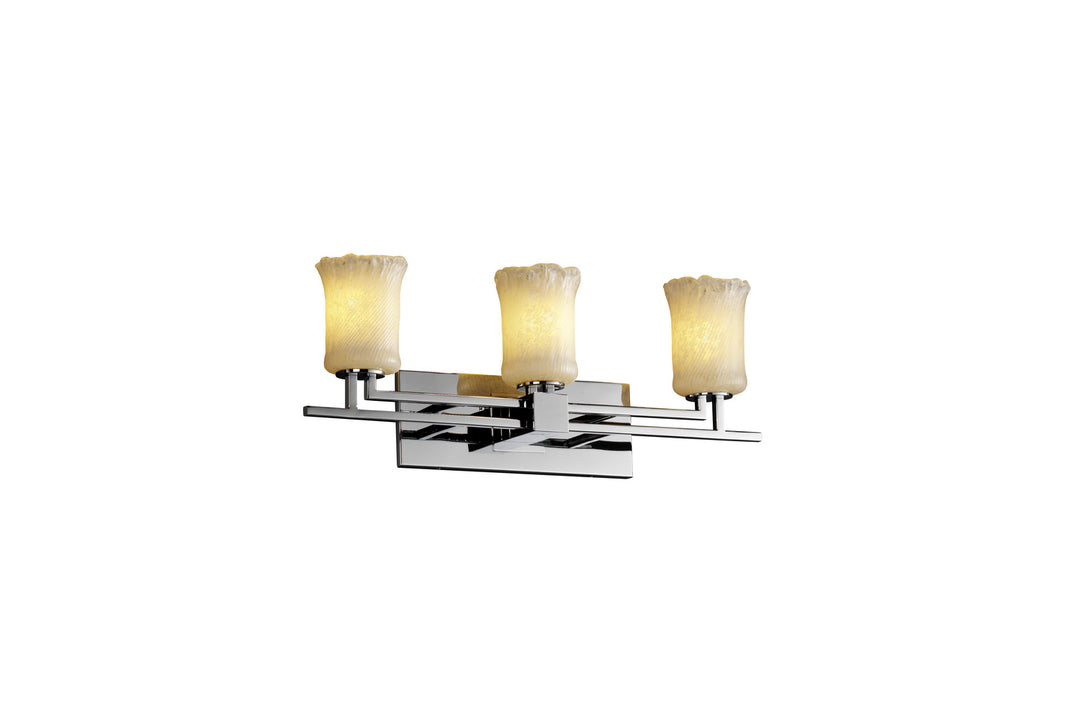 Justice Designs Veneto Luce GLA-8703-16-WHTW-CROM Bath Vanity Light 26 in. wide - Polished Chrome