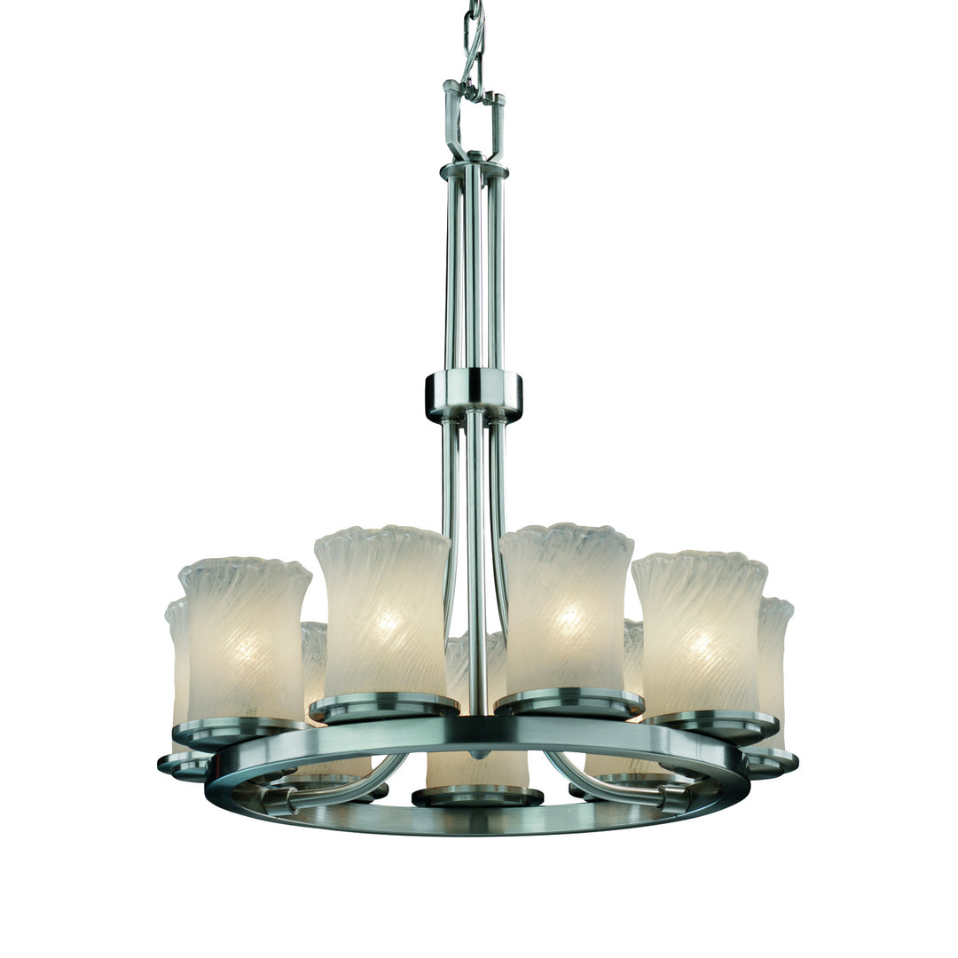 Justice Designs Veneto Luce GLA-8766-16-WHTW-NCKL Chandelier Light - Brushed Nickel
