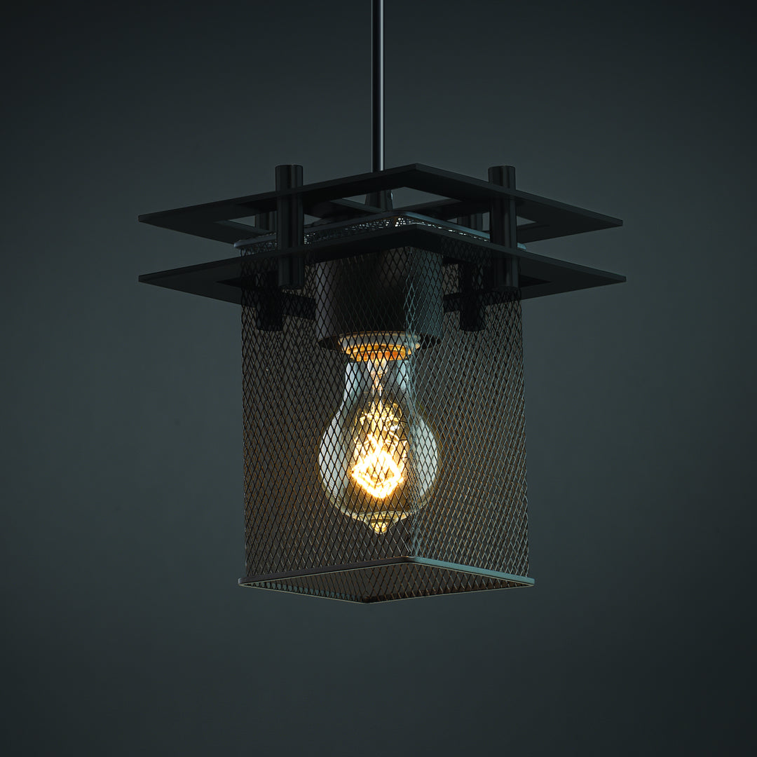 Justice Designs Wire Mesh MSH-8165-15-MBLK-BKCD Pendant Light - Matte Black