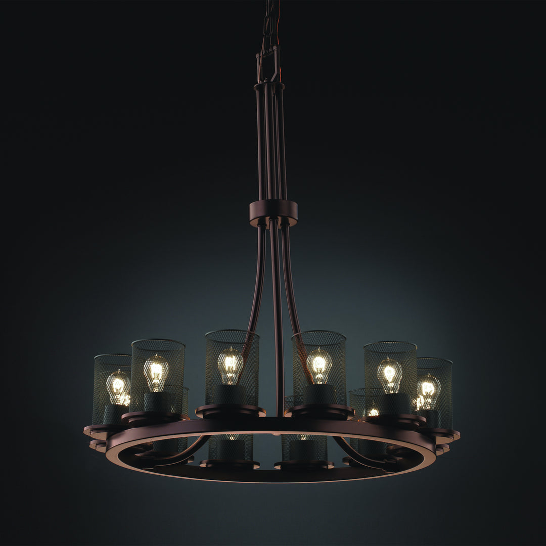 Justice Designs Wire Mesh MSH-8763-10-DBRZ Chandelier Light - Dark Bronze