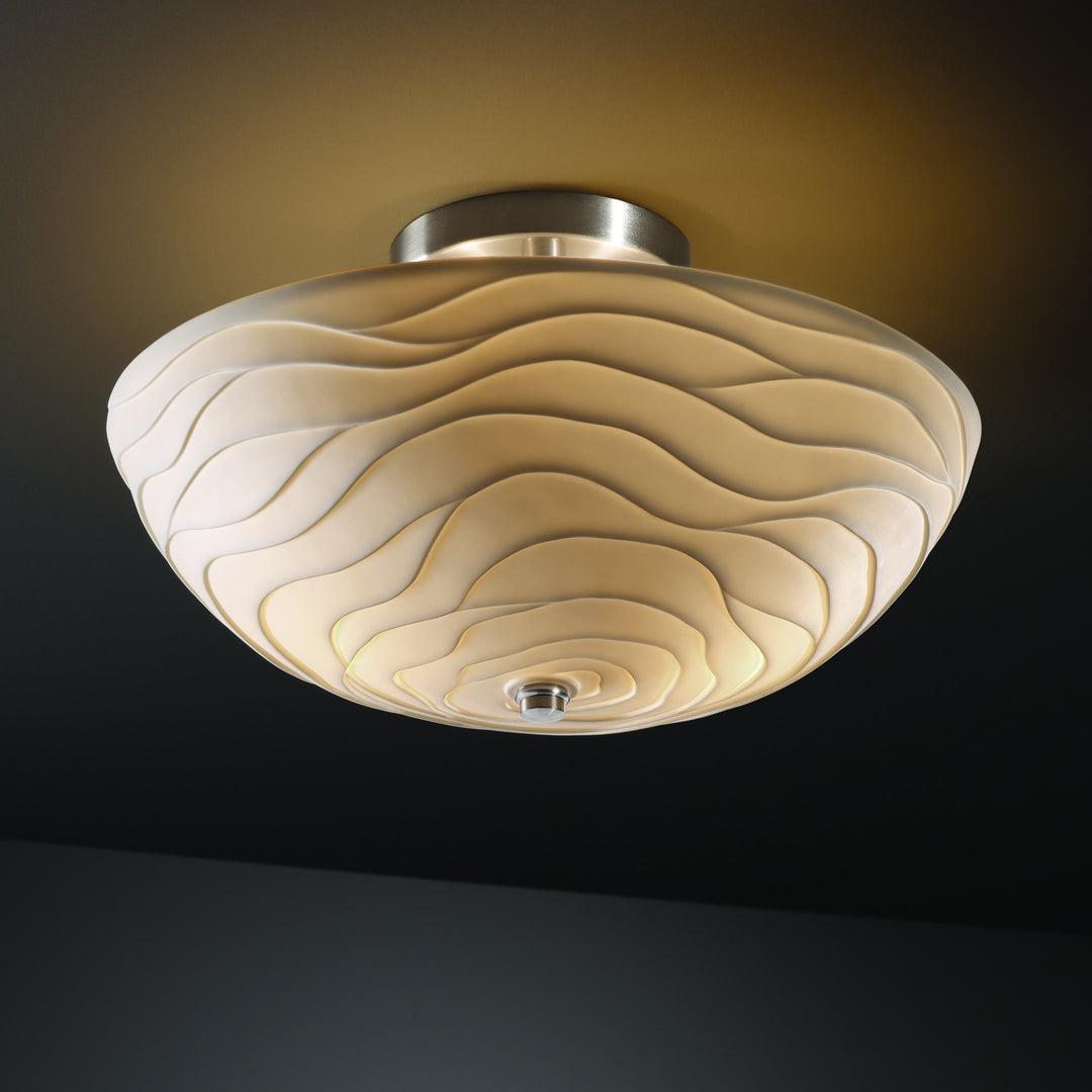 Justice Designs Porcelina PNA-9690-35-WAVE-NCKL Ceiling Light - Brushed Nickel