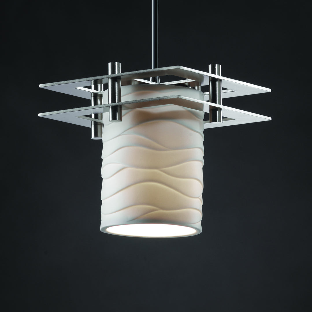 Justice Designs Limoges POR-8165-10-WAVE-NCKL-BKCD Pendant Light - Brushed Nickel