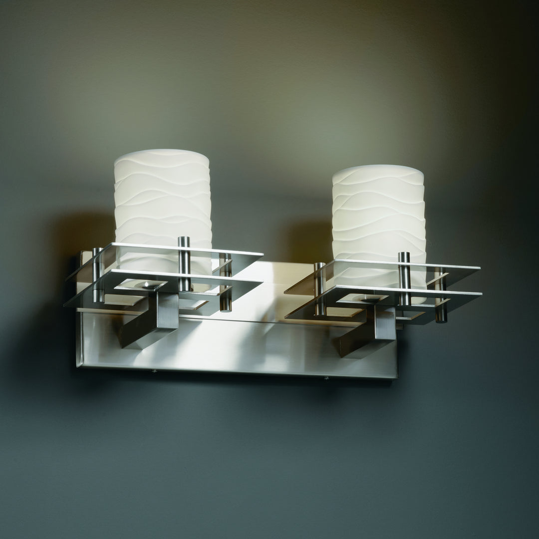 Justice Designs Limoges POR-8172-10-WAVE-NCKL Bath Vanity Light 17 in. wide - Brushed Nickel