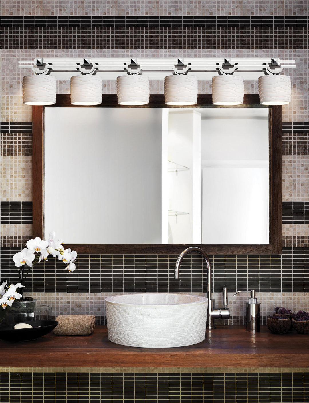 Justice Designs Limoges POR-8506-30-WAVE-CROM Bath Vanity Light 59 in. wide - Polished Chrome