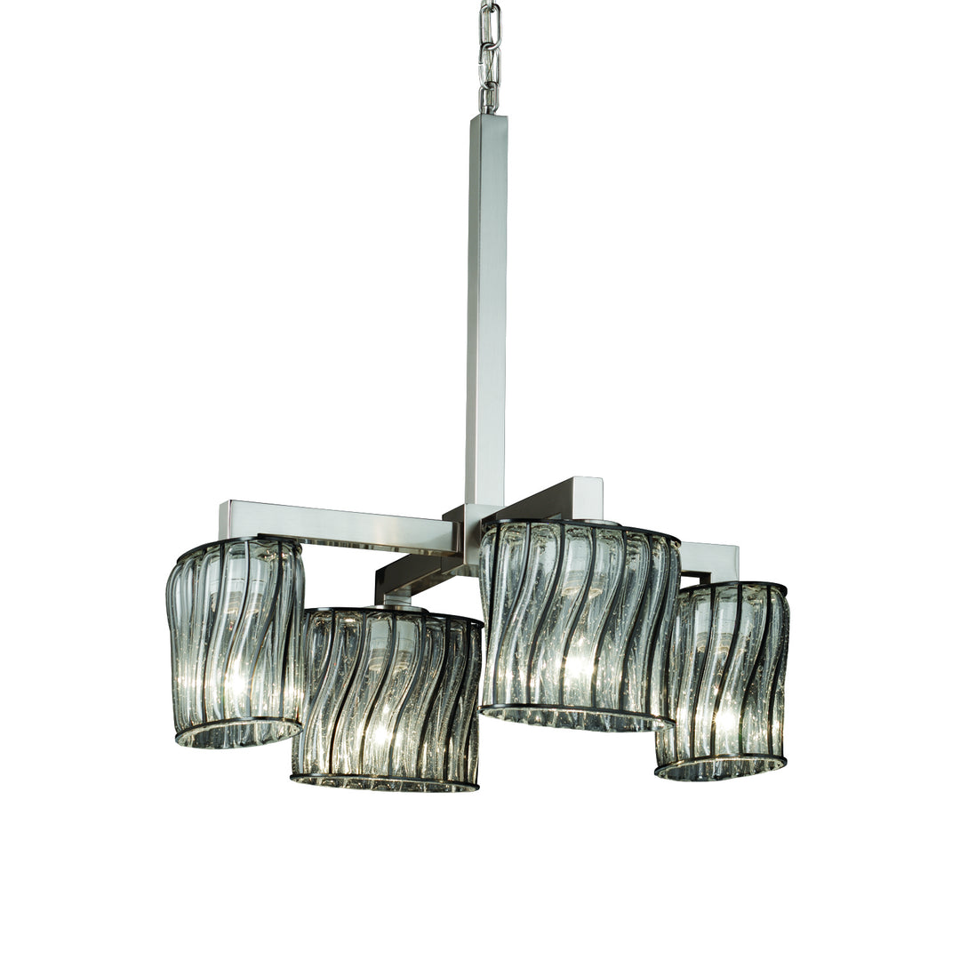 Justice Designs Wire Glass WGL-8920-30-SWCB-NCKL Chandelier Light - Brushed Nickel