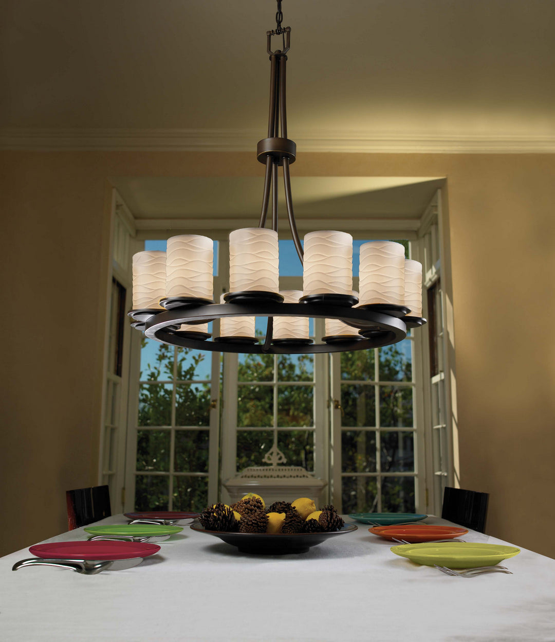 Justice Designs Limoges POR-8763-10-WAVE-DBRZ Chandelier Light - Dark Bronze