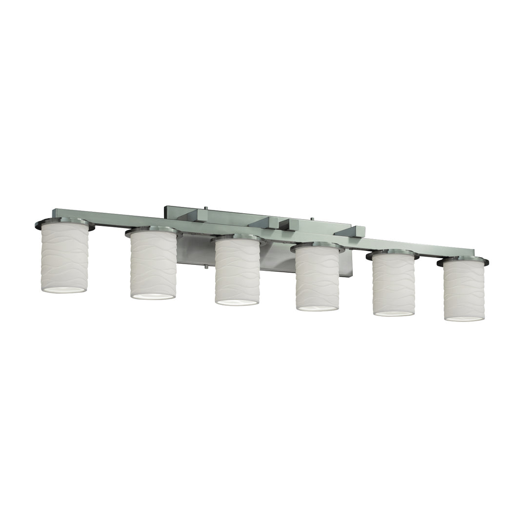 Justice Designs Limoges POR-8786-10-WAVE-NCKL Bath Vanity Light 45 in. wide - Brushed Nickel