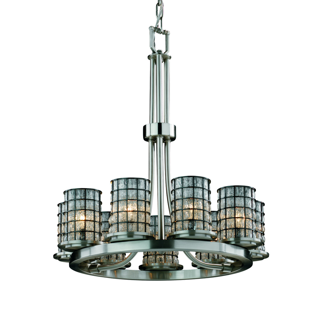 Justice Designs Wire Glass WGL-8766-10-GRCB-NCKL Chandelier Light - Brushed Nickel