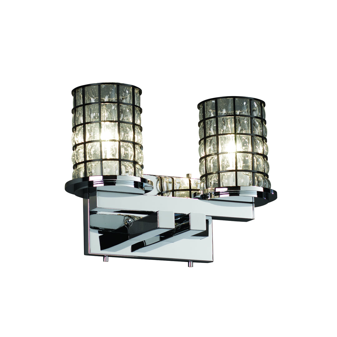 Justice Designs Wire Glass WGL-8772-10-GRCB-CROM Bath Vanity Light 13 in. wide - Polished Chrome